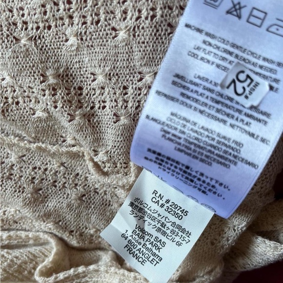 VOLCOM Women’s Lightweight Knit Open Long Sleeve Cardigan Beige / Cream size SP - Picture 4 of 5